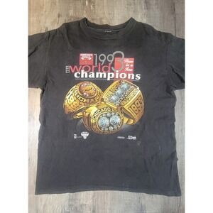 Chicago Bulls Salem 1993 NBA Champions Rings 3‎ Peat  Black T Shirt Mens XL VTG